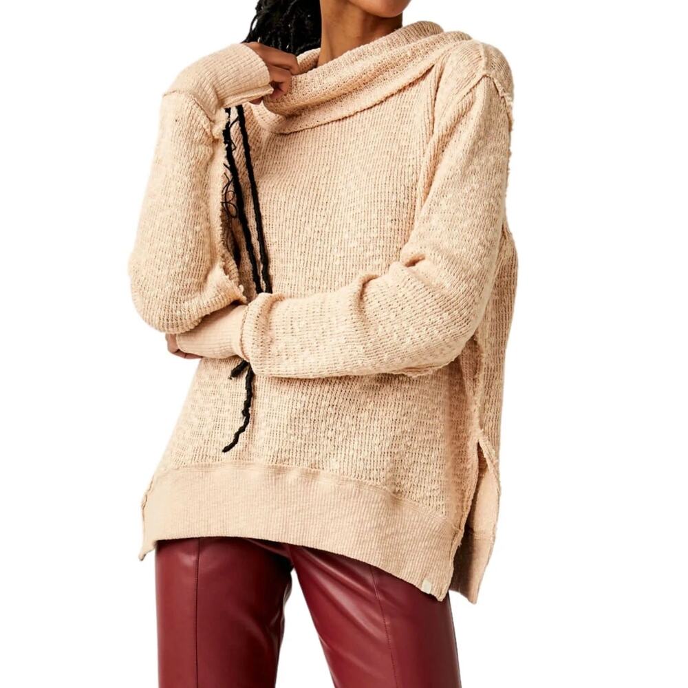 We The Free Free People Tommy Turtleneck Sweater Toasted Almond Womens Small